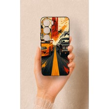 Vip Case Vivo V40 Lite 5g Uyumlu Turuncu ve Siyah Araba Desenli Silikon Kılıf