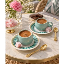 Yeşil Tombul 2 Kişilik Kahve Fincan Takımı 80ML.