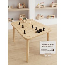 Kechy Concept Ahşap Dokuz Taş Oyunu Masası - Akıl ve Zeka Geliştirici Eğitici Çocuk Oyun Masası (56X40X45 Cm)