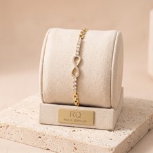 Rui Qi Jewelry Vıp Seri 316L Çelik Gold Renk Zirkon Taşlı Sonsuzluk Figürlü Bileklik 19 cm