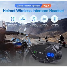 Neva Prime Y5X Rgb Işıklı Intercom 5 Kişi Bağlantılı 1000MAH Motosiklet Bluetooth Kulaklık Seti