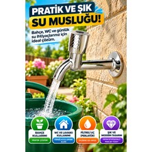 Open City Desenli Krom Uzun Musluk Aç Kapa Başlıklı Bahçe Wc Lavabo Balkon Teras Duvar Tipi Su Musluğu