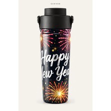 Suhvee Happy New Year Yılbaşı Temalı 500 ml Çift Cidarlı Paslanmaz Çelik Termos