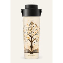 Suhvee Kitaptan Büyüyen Ağaç Kitap Temalı 500 ml Çift Cidarlı Paslanmaz Çelik Termos