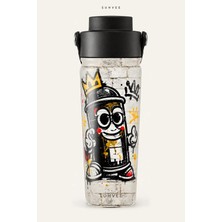 Suhvee Kral Sprey Grafiti Temalı 500 ml Çift Cidarlı Paslanmaz Çelik Termos