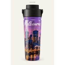 Suhvee Melbourne Şehir Manzaralı 500 ml Çift Cidarlı Paslanmaz Çelik Termos