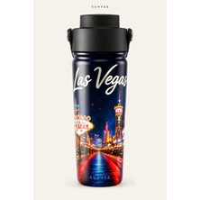 Suhvee Las Vegas Gece Şehir Manzaralı 500 ml Çift Cidarlı Paslanmaz Çelik Termos