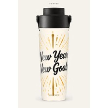 Suhvee New Year New Goals Yılbaşı Temalı 500 ml Çift Cidarlı Paslanmaz Çelik Termos