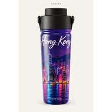 Suhvee Hong Kong Dünya Şehirleri Temalı 500 ml Çift Cidarlı Paslanmaz Çelik Termos
