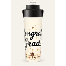 Suhvee Congrats Grad! Mezuniyet Temalı 500 ml Çift Cidarlı Paslanmaz Çelik Termos