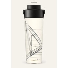Suhvee Teknik Çizim Sanat Temalı 500 ml Çift Cidarlı Paslanmaz Çelik Termos