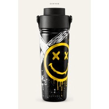Suhvee Graffiti Smile Sokak Stili 500 ml Çift Cidarlı Paslanmaz Çelik Termos