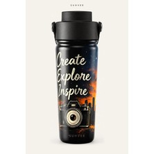 Suhvee Create Explore Inspire Fotoğrafçı Temalı 500 ml Çift Cidarlı Paslanmaz Çelik Termos