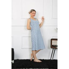 Mestore Moda Çizgi Kadın Kalın Askılı Penye Uzun Gecelik 12005