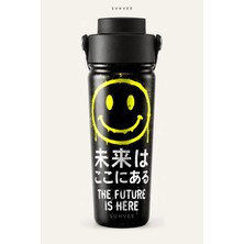 Suhvee The Future Is Here Siber Neon Temalı 500 ml Çift Cidarlı Paslanmaz Çelik Termos