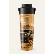 Suhvee Kum Rengi Pickup Off-Road Temalı 500 ml Çift Cidarlı Paslanmaz Çelik Termos