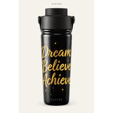 Suhvee Dream Believe Achieve Mezuniyet Temalı 500 ml Çift Cidarlı Paslanmaz Çelik Termos