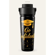 Suhvee Go Confidently Mezuniyet Temalı 500 ml Çift Cidarlı Paslanmaz Çelik Termos