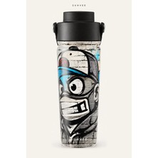 Suhvee Maskeli Grafitici Grafiti Temalı 500 ml Çift Cidarlı Paslanmaz Çelik Termos