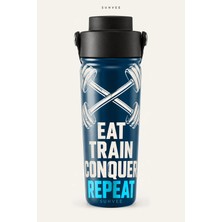 Suhvee Eat Train Conquer Repeat Spor Temalı 500 ml Çift Cidarlı Paslanmaz Çelik Termos