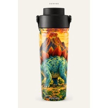 Suhvee Volkanlı Stegosaurus Dinozor Temalı 500 ml Çift Cidarlı Paslanmaz Çelik Termos