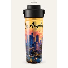 Suhvee Los Angeles Şehir Manzaralı 500 ml Çift Cidarlı Paslanmaz Çelik Termos