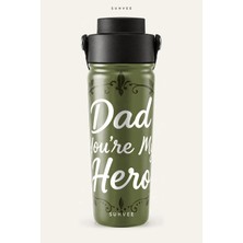 Suhvee Dad You're My Hero Babalar Günü Temalı 500 ml Çift Cidarlı Paslanmaz Çelik Termos