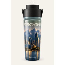 Suhvee Vancouver Şehir Manzaralı 500 ml Çift Cidarlı Paslanmaz Çelik Termos