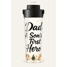Suhvee Dad A Son's First Hero Babalar Günü Temalı 500 ml Çift Cidarlı Paslanmaz Çelik Termos