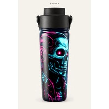 Suhvee Siber Iskelet Siber Neon Temalı 500 ml Çift Cidarlı Paslanmaz Çelik Termos