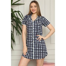 Mestore Moda Çizgi Kadın Pamuklu Önden Düğmeli Gecelik 1007