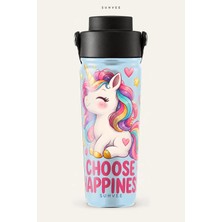 Suhvee Choose Happiness Çocuk Temalı 500 ml Çift Cidarlı Paslanmaz Çelik Termos