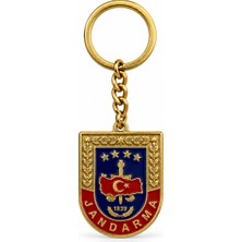 Karcamp Jandarma Tek Taraflı Metal Anahtarlık – 1839 Armalı Kırmızı Lacivert Tasarım