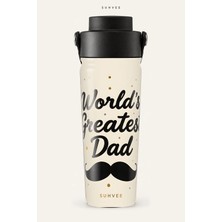 Suhvee World's Greatest Dad Babalar Günü Temalı 500 ml Çift Cidarlı Paslanmaz Çelik Termos