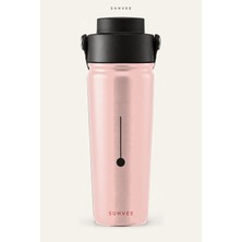 Suhvee Pembe Minimal Sarkaç Doğa Temalı 500 ml Çift Cidarlı Paslanmaz Çelik Termos