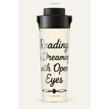 Suhvee Reading Is Dreaming With Open Eyes Kitap Temalı 500 ml Çift Cidarlı Paslanmaz Çelik Termos