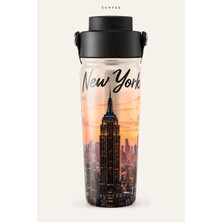 Suhvee New York Dünya Şehirleri Temalı 500 ml Çift Cidarlı Paslanmaz Çelik Termos