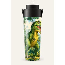 Suhvee Gülen T-Rex Dinozor Temalı 500 ml Çift Cidarlı Paslanmaz Çelik Termos