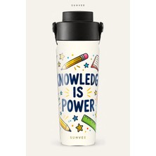 Suhvee Knowledge Is Power Okul Temalı 500 ml Çift Cidarlı Paslanmaz Çelik Termos