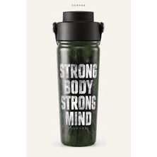Suhvee Strong Body Strong Mind 500 ml Çift Cidarlı Paslanmaz Çelik Spor Termos