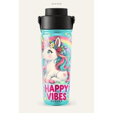 Suhvee Happy Vibes Çocuk Temalı 500 ml Çift Cidarlı Paslanmaz Çelik Termos