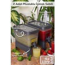 Store 2’li Musluklu Içecek Sebili 4 Litre Gri | Buzdolabı Uyumlu Füme Su ve Limonata Sebili Seti