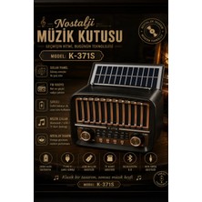Chermik Güneş Enerjili Nostaljik  Radyo Şarjlı Bluetooth Hoparlör Taşınabilir Retro Tasarım K-371S