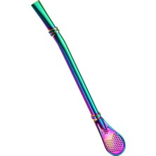 Kawin Monte Lua 1 Adet, Pipet Çelik Süzgeçli Kaşığı, Tekrar Kullanılabilir Paslanmaz Çelik Pipet, 2'si 1 Arada Metal Kaşık Pipet, Çay Filtresi, Metal Pipet,