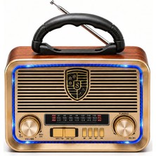 Mobee Vintage Tasarım Çok Fonksiyonlu Taşınabilir Radyo Bluetooth Müzik Çalar Şarj Edilebilir ST-1080BTS