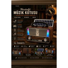 Chermik Retro Bluetooth Hoparlörlü Radyo LED El Fenerli Şarjlı Taşınabilir  Speaker Nostaljik Tasarım YG-7090BTS