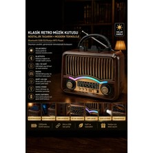 Chermik Retro Nostaljik Radyo Güneş Enerjili Fenerli Bluetooth Hoparlör Usb/sd Mp3 Müzik Çalar YG-7082BTS