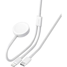 Str Store Applewatch ile Uyumlu Manyetik Şarj Kablosu, Lightning 27W Pd, Type-C To Lightning Kablolu ve Manyetik Kablosuz Şarj, 480MBPS Aktarım Hızı, 1.2 Metre, XWC9006, Beyaz