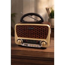 Chermik Retro Nostaljik Müzik Kutusu Solar Güneş Panelli Şarjlı Bluetooth Radyo LED Fener Aux ve Usb/sd Mp3 Çalar YG-1183US-BT