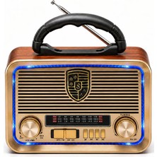 Chermik Vintage Tasarım Çok Fonksiyonlu Taşınabilir Radyo Bluetooth Müzik Çalar Şarj Edilebilir ST-1080BTS